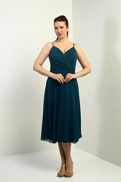 By Saygı Жіноча сукня з шнурівкою на плечах, кружевим коміром, підкладкою та шнурівкою ззаду, з пишною спідницею з шифону