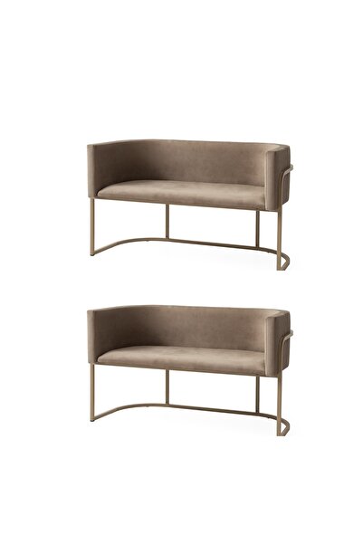 Viento Mobilya 2 Adet Reyhan Cappicino İkili Koltuk Bench Babyface Kumaş