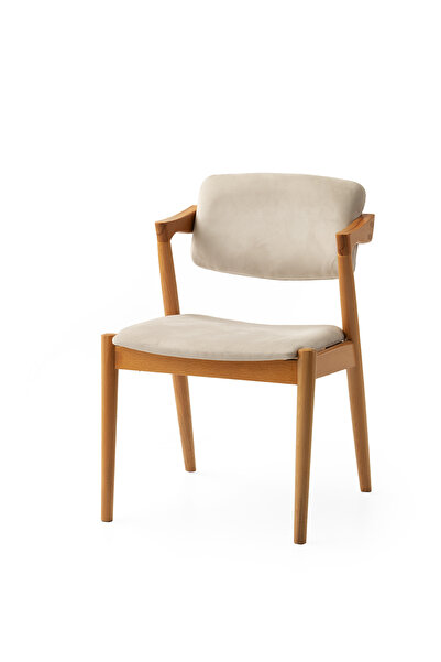 Viento Mobilya 6 Adet Rody Sandalye Babyface Kumaş Naturel Ahşap İskelet