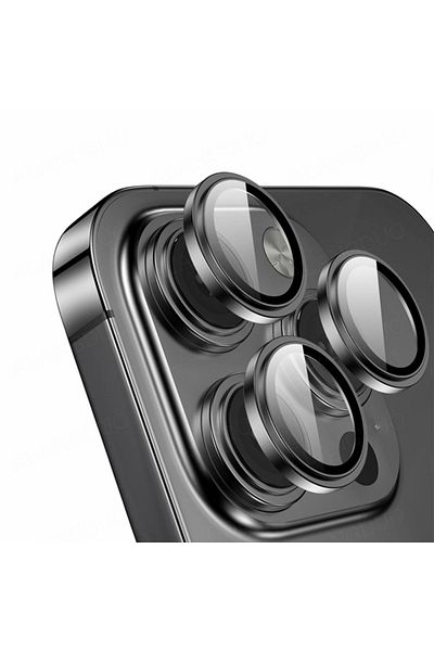 Choice غطاء حماية عدسة معدني أسود لهاتف iPhone 15 Pro Max مع حلقة عدسة لهاتف iPhone 15 Plus