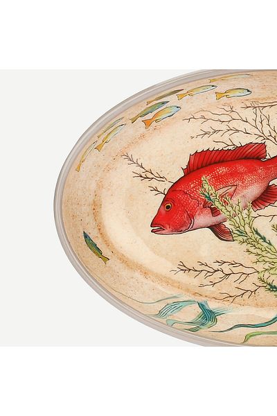 Rose Tulipani Milano Rose & Tulipani Milano Sea Life Beige Melamine Serving Plate 24X15 cm