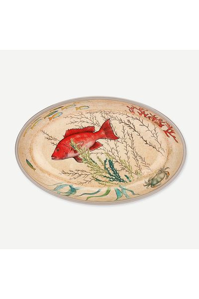 Rose Tulipani Milano Rose & Tulipani Milano Sea Life Beige Melamine Serving Plate 24X15 cm