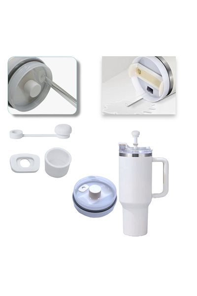 FARCY Quencher and New Generation Straw Thermos Compatible 3 Piece Leakproof Protective Accessory White Silicone Set
