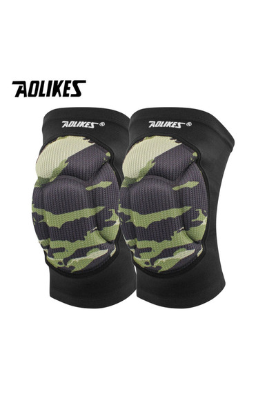 Aolikes زوج واحد من واقيات الركبة للكرة الطائرة بنمط التمويه الأخضر للرجال وا...