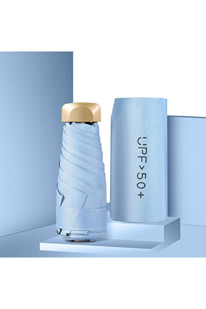 Choice مظلة شمسية صغيرة من الحديد 6K باللون الأزرق السماوي، مظلة جيب من الفين...