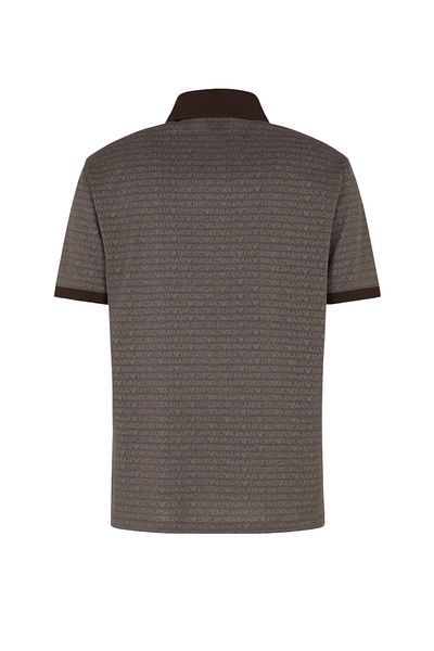 Emporio Armani Men's Feathered Kaki Poloshirt with 100% Pink Regular Fit Jacquard