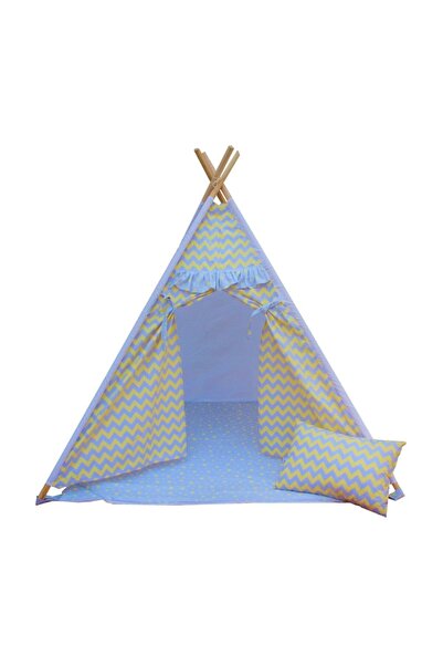 Kızılay Ahşap Kızıl Dereli Minderli Çocuk Oyun Çadırı Pamuk Kumaş