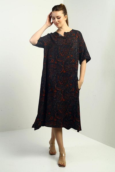 By Saygı Rochie oversize cu model șal pentru femei, cu buzunare