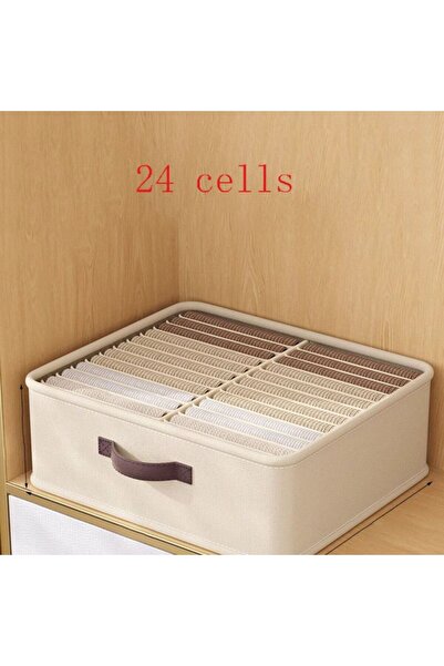 Choice منظم تخزين ملابس وبنطلونات وسترات وقمصان، صندوق تخزين 24 خلية بيج مع كابينة من لوح PP