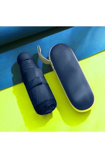 Choice IRON 6K Navy blue Mini Foldable umbrella UV protection Mini Sun Umbrella dual use portable box to st