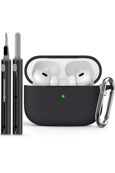 Choice airpods pro 2 black AirPods Pro Case Cover with Cleaner Kit,Soft Silicone Protective Case for Apple