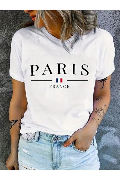 AZIZI TEKSTIL Μπλουζάκι Paris με στάμπα με στρογγυλή λαιμόκοψη, κοντομάνικο ά...