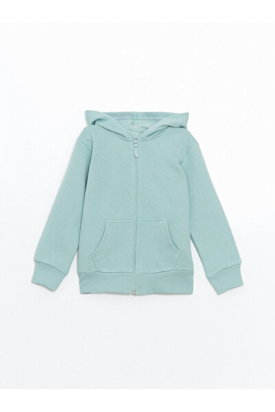 LC Waikiki LCW Kids Yeşil Uzun Kollu Kız Çocuk Kalın Fermuarlı Sweatshirt