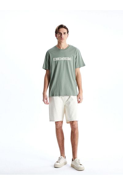 LC Waikiki Νέα σεζόν Crew Neck κοντομάνικο εμπριμέ χτενισμένο βαμβακερό ανδρικό Tisort - S5HF75Z8