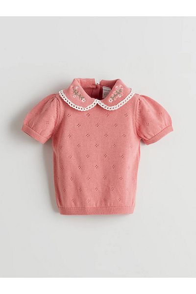 LC Waikiki Pink Crew Neck Floral Baby Girl Blouse and Leggings 2Pcs