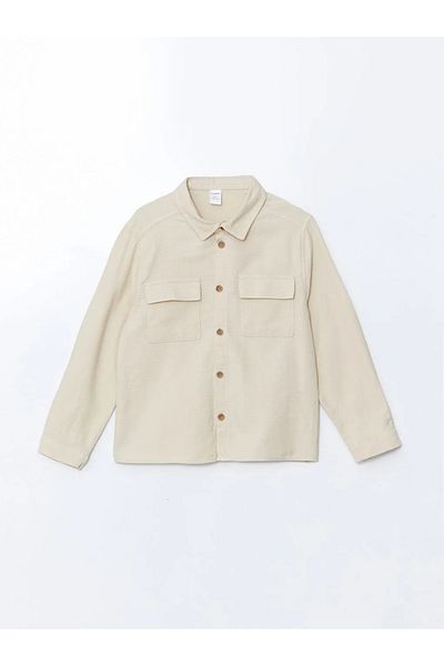 LC Waikiki Lcw Kids Gray Basic Long Sleeve Boy's Shirt and Pants 2Pcs