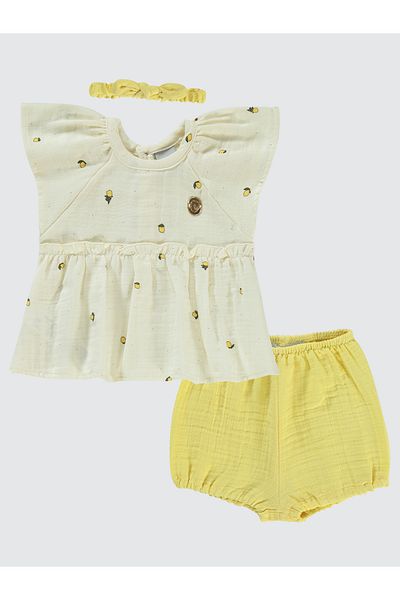 Pierre Cardin Baby Girl Shorts Set 3-18 Months Dark Ecru