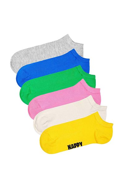 Happy Socks Unisex Sneaker-Socken, 6er Pack - Solid Socks Low, Baumwollmischung, einfarbig