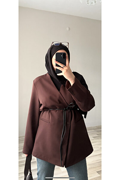 Bd MRKA MUADİLİ DERİ KEMERLİ BLAZER CEKET