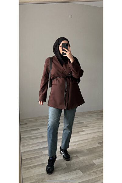 Bd MRKA MUADİLİ DERİ KEMERLİ BLAZER CEKET