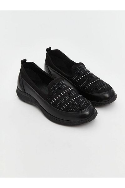 LC Waikiki LCW STEPS Γυναικεία Loafer Παπούτσια Black Leather Look