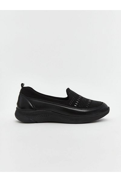 LC Waikiki LCW STEPS Γυναικεία Loafer Παπούτσια Black Leather Look