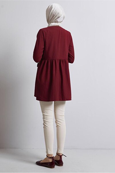TRENDTESETTÜR Women's Burgundy Balgamba Detailed Tunic T9816