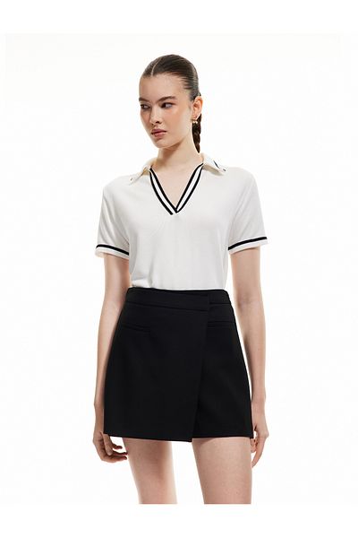 Koton New Season Regular Fit Viscose Fabric Short Sleeve Striped Polo Neck T-Shirt