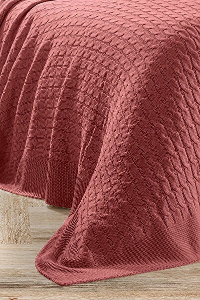 DOUX HOME PETRA  Triko Yatak Örtüsü TEK KİŞİLİK 180 x 230 (GÜL) -