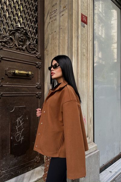 Moka Shopin Mokashopin Buckle Shirt Jacket with Side Pocket Detail - Brown