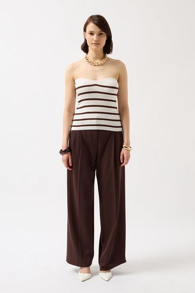 Moka Shopin Mokashopin Striped Strapless Textured Blouse