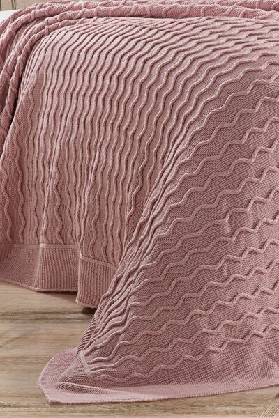 DOUX HOME Linda Triko Yatak Örtüsü TEK KİŞİLİK 180 x 230 (PUDRA) -