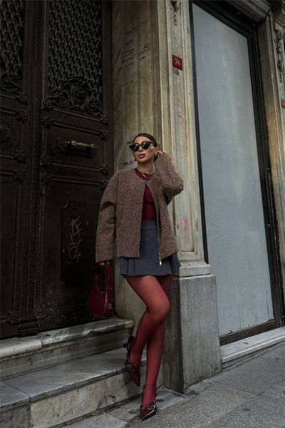 trend henna Brown Case Blouse with Zipper
