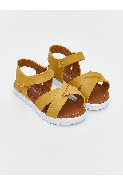 LC Waikiki Lcw Steps Yellow Cross-Strapped Baby Girl Sandals