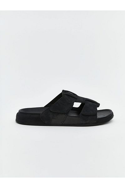 LC Waikiki Papuci pentru bărbați LCW STEPS cu aspect de piele intoarsa neagra