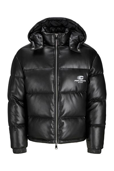 Jack & Jones J&J Pu Leather Men's Wind Water Cold Proof Puffer Coat