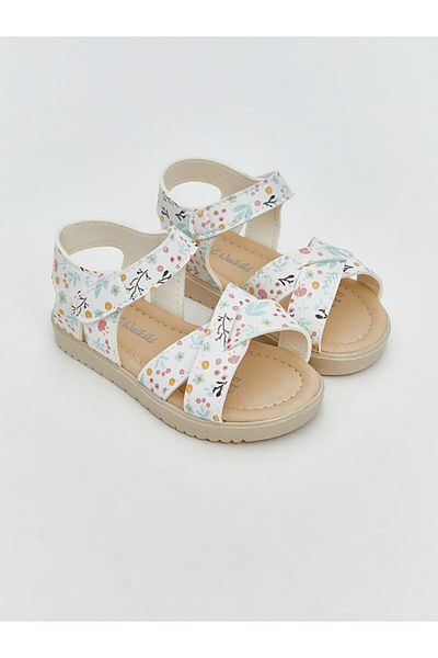 LC Waikiki Lcw Steps White Flower Printed Baby Girl Sandals