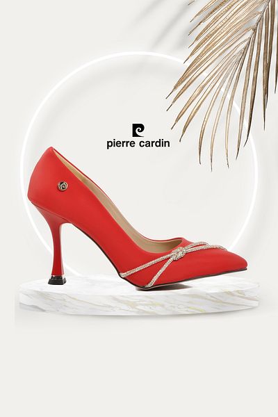 Pierre Cardin Pc-54037 Red Satin Women's Heeled Shoes Wedding Engagement Special Occasion Shoes