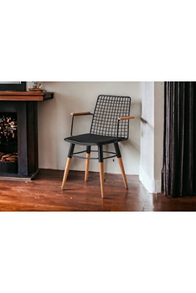 Levent Mobilya Aksesuar AHŞAP KOLLU TEL SANDALYE