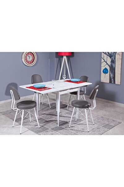 Levent Mobilya Aksesuar Kare Kartal Masa, Beyaz, 80x70