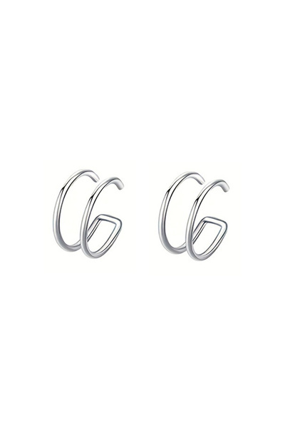 Choice Silver-2 2pcs Stainless Steel Clip Earrings 2-Row Fake Cartilage Ear N...