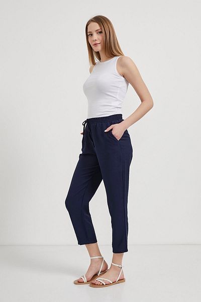 Arma Life Women's Elastic Waist Comfortable Fit Navy Carrot Pants