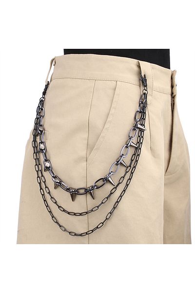 Choice Black New Hip-hop Punk Metal Rivets Pants Chain Multi-layer Waist Chain Dress Up Pants Hundred With