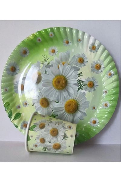 asöy Daisy Patterned Cardboard Plate Glass Set of 8