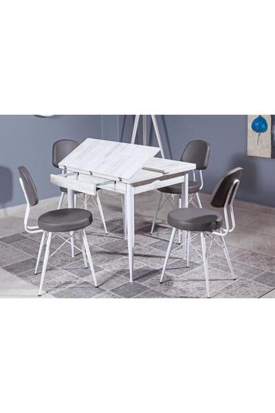Levent Mobilya Aksesuar Kare Kartal Masa, Beyaz, 80x70