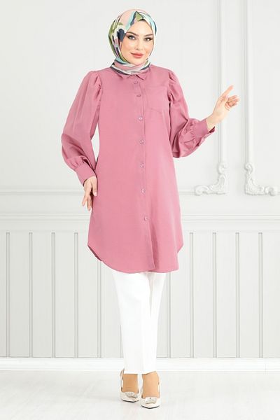 ModaMerve Dusty Rose Front Buttoned Tunic 4447Ktr927-M