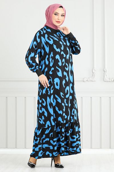 ModaMerve Σε Φόρεμα Βισκόζης με σχέδιο (Indigo) 820OZR1047-M