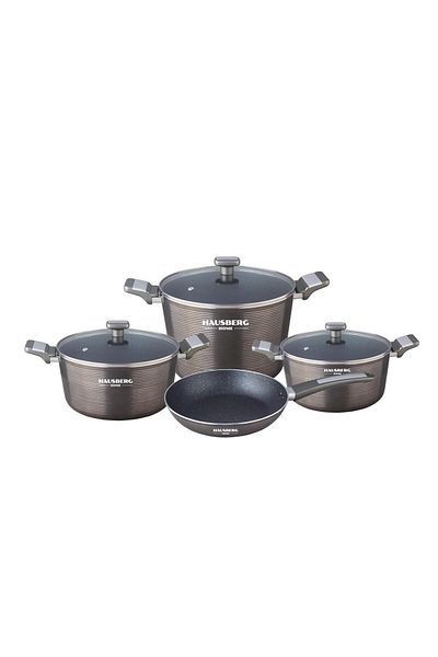 Hausberg Σετ oale 7 πιτες HAUSBERG HB-H760GR GRI, acoperire antiaderenta, maner bachelita, 2,5L - 7,7L