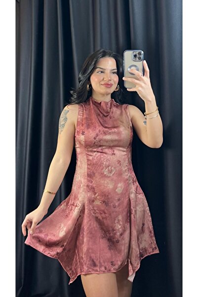 Butik SATEN SIFIR KOL ELBİSE