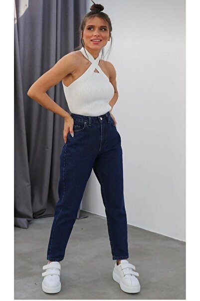 SU SHE Mom Jean Kadın Boyfriend Yüksek Bel Power Likra